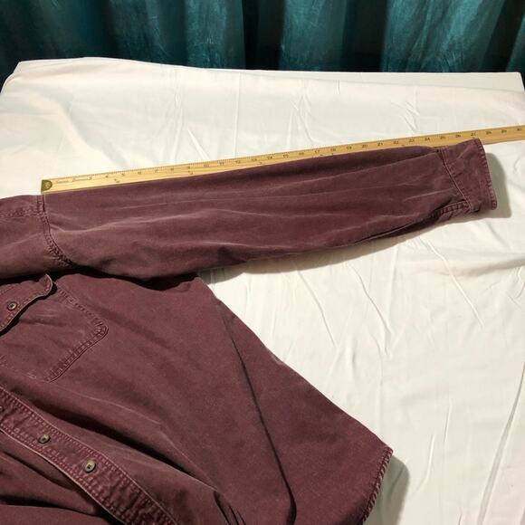 Vintage LL Bean flannel lined long sleeve chore shirt purple distressed worn in - Picture 7 of 13